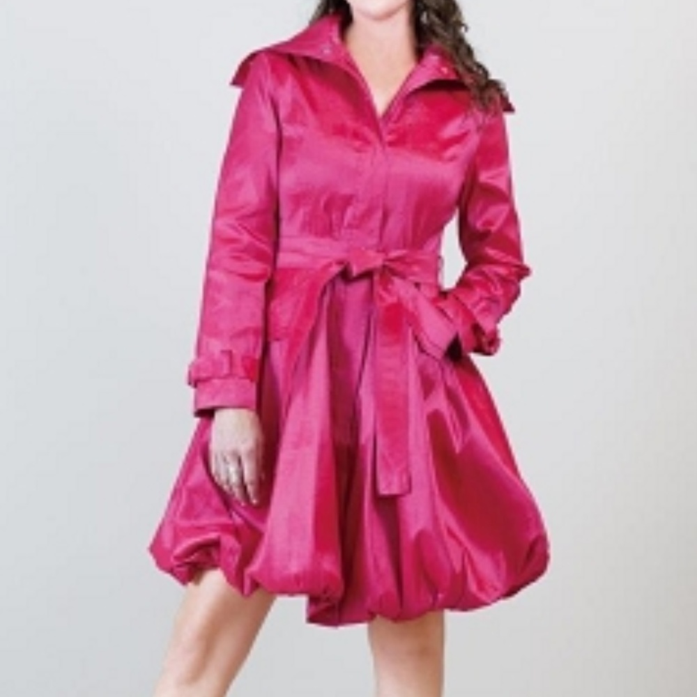 Samuel Dong Raspberry Bubble Hem Trench